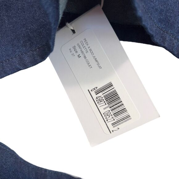 3X1 Peek-a-Boo Cutout-Waist Flared Crop Denim Jumpsuit In Colette Size M - Picture 5 of 11